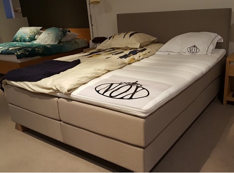 Nox boxspring showroomopruiming Scandic 180x210,topper latex,custommade matras